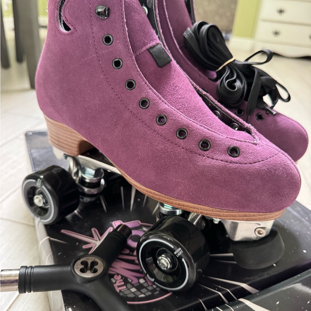 Purple Suede Roller Skates